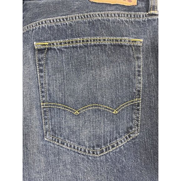 American Eagle Jean Men 36 Blue Dark Wash Loose Preppy Straight Leg Western Y2K - Picture 5 of 13